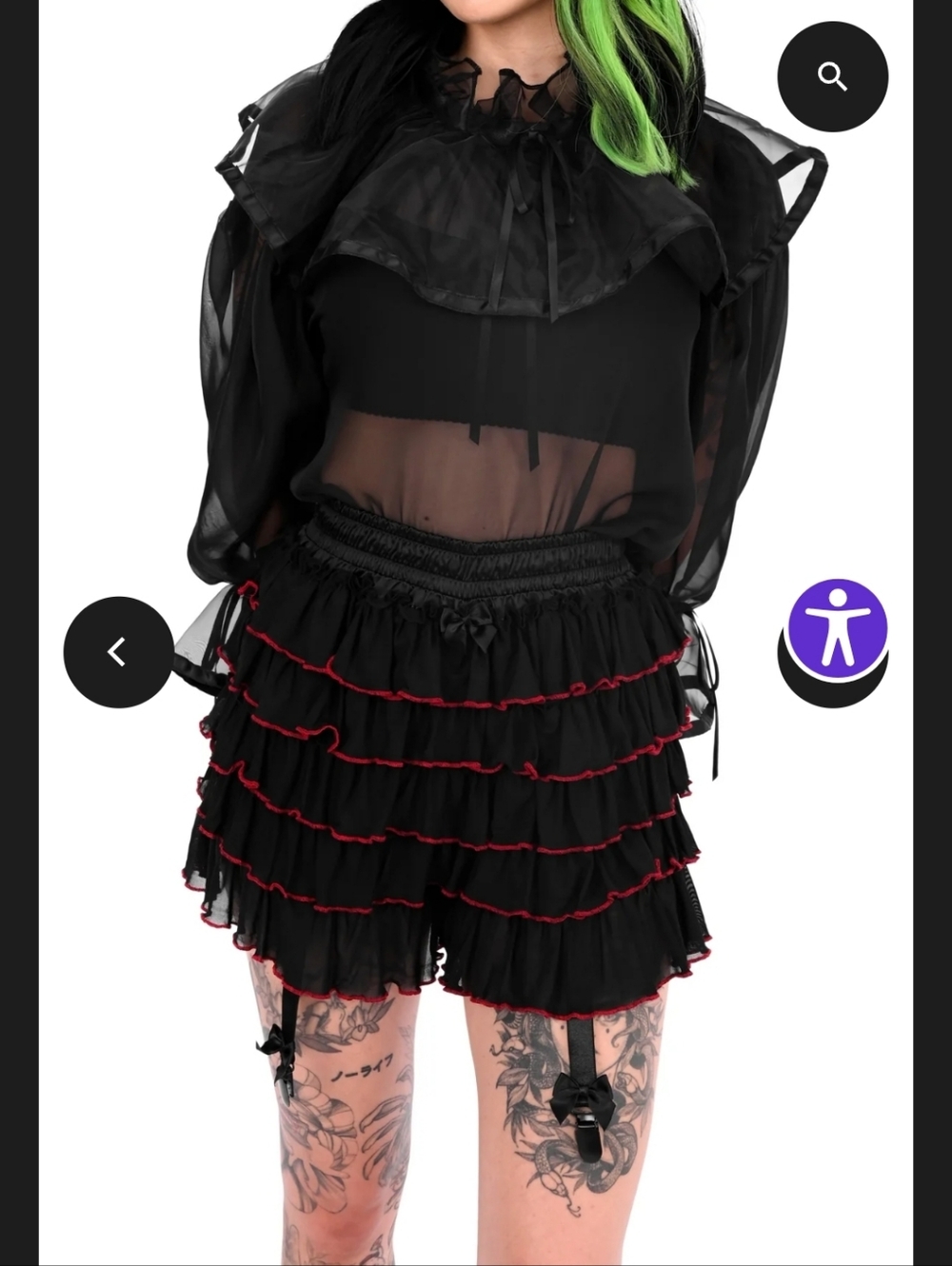Black Ruffle Bloomers with Red Trim